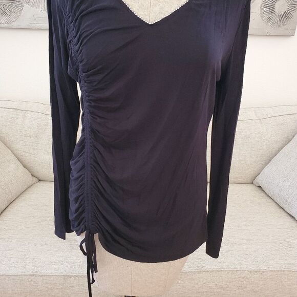 Thalia Sodi Cinch-Front Rhinestone Top size Large in Black - NEW - Picture 4 of 10